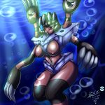  angry anthro barbaracle barnacle breasts claws female looking_at_viewer marine mnxenx001 navel nintendo nipples nude pok&#233;mon pok&eacute;mon sharp_claws solo squint standing underwater video_games water 
