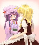  bad_id bad_pixiv_id blonde_hair blush book crescent hat kirisame_marisa long_hair matsutani multiple_girls patchouli_knowledge purple_eyes purple_hair short_hair touhou 