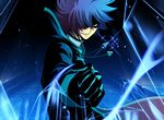  artist_request blue_hair fairy_tail foreshortening gloves hands jellal_fernandes lens_flare magic male_focus solo 
