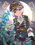  aiguillette bad_id bad_pixiv_id belt bug butterfly gloves hat highres insect military military_uniform nazi original peaked_cap purple_eyes serenade_(sinohi) short_hair silver_hair solo swastika tears uniform 