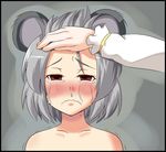  animal_ears blush brown_eyes forehead grey_hair masara mouse_ears nazrin short_hair solo_focus tears touhou 