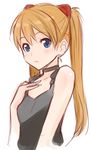  alternate_hairstyle blue_eyes brown_hair choker face flat_chest ha-ru hand_on_own_chest long_hair neon_genesis_evangelion shikinami_asuka_langley simple_background sketch solo souryuu_asuka_langley twintails upper_body 