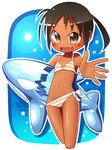  bikini black_hair brown_eyes flat_chest inflatable_toy inflatable_whale nanatsuta original short_hair solo striped striped_bikini swimsuit twintails whale 