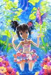 :o bad_id bad_pixiv_id black_hair blue_eyes bubble bug butterfly casual_one-piece_swimsuit colorful flower hair_flower hair_ornament hibiscus insect kneeling looking_at_viewer mano_(narumi_arata) narumi_arata navel one-piece_swimsuit open_mouth original partially_submerged plant pointy_ears red_flower red_rose rose see-through solo swimsuit twintails water wide-eyed 