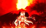  blew_andwhite fire fujiwara_no_mokou hair_over_one_eye highres solo touhou volcano 