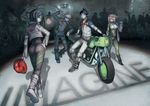  2girls ass biker_clothes bikesuit bodysuit boots bousouzoku delinquent ground_vehicle helmet kodama_yuuki motor_vehicle motorcycle multiple_boys multiple_girls shin_megami_tensei shin_megami_tensei_imagine sunglasses 