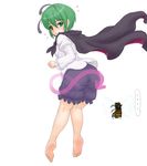  antennae ass barefoot bee bug cape feet green_hair highres insect kuro_suto_sukii short_hair solo touhou wriggle_nightbug 