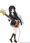  akiyama_mio bass_guitar black_eyes black_hair foreshortening instrument k-on! long_hair school_uniform solo su-35_(artist) 