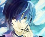  bad_id bad_pixiv_id blue_eyes blue_hair c-zombie close-up kaito male_focus scarf smile solo vocaloid 