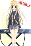  bad_id bad_pixiv_id blonde_hair blue_eyes cable eyebrows instrument k-on! keyboard_(instrument) kotobuki_tsumugi long_hair panties pantyshot school_uniform sitting skirt socks solo underwear white_panties yumesato_makura 