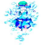  backpack bad_id bad_pixiv_id bag blue_eyes blue_hair bubble covering_mouth dada_(dolce) hair_bobbles hair_ornament hand_over_own_mouth hat kawashiro_nitori short_hair solo touhou twintails two_side_up 