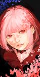  bad_id bad_pixiv_id bug butterfly copyright_request eyelashes insect lips lipstick makeup pink_hair red_eyes shade short_hair solo v8 