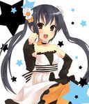  bad_id bad_pixiv_id black_hair brown_eyes choker clenched_hand detached_sleeves don't_say_&quot;lazy&quot; dress hand_on_hip hijiki_(hijikini) k-on! long_hair looking_at_viewer nakano_azusa open_mouth pantyhose paw_pose smile solo twintails 