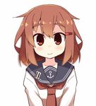  :d animated animated_gif blinking brown_hair closed_eyes emofuri fang hair_ornament hairclip head_tilt ikazuchi_(kantai_collection) kantai_collection long_sleeves looking_at_viewer md5_mismatch nanateru neckerchief open_mouth red_neckwear sailor_collar school_uniform serafuku short_hair simple_background smile solo ugoira_conversion upper_body white_background 