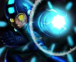  arm_cannon charging clenched_hand dclzexon glowing glowing_eyes helmet male_focus robot rockman rockman_(character) rockman_(classic) solo torn_clothes weapon yellow_eyes 