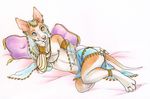  canine crossdressing dinobutt ear_piercing gold harem ibizan_hound jewelry looking_at_viewer male mammal nipple_piercing nipples piercing pinup pose ring solo traditional_media 