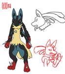  anthro canine chakat-silverpaws claws fox fur lucario male mammal mega-lucario mega_evolution mega_lucario nintendo nude open_mouth plain_background pok&#233;mon pok&eacute;mon red_eyes solo spikes tongue video_games 