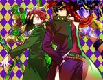  gakuran hierophant_green jojo_no_kimyou_na_bouken kakyouin_noriaki kuujou_joutarou male_focus mee multiple_boys school_uniform stand_(jojo) star_platinum 