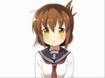  animated animated_gif bell_(oppore_coppore) blush brown_eyes brown_hair closed_eyes emofuri folded_ponytail hair_ornament head_tilt inazuma_(kantai_collection) kantai_collection long_hair long_sleeves md5_mismatch neckerchief open_mouth school_uniform serafuku simple_background smile solo ugoira upper_body white_background 