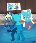  anal_penetration balls blush chibitracy cub cum duo fence gay green_eyes gumball_watterson looking_back male nude original_character penetration penis pool sex standing swim_trunks swimsuit the_amazing_world_of_gumball topless water whiskers young 