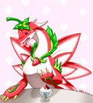  areola blush breast_grab breast_squeeze breasts claws coolish-kor dragon female lactating nipples open_mouth puzzle_&amp;_dragons red_sky_fruit_strawberry_dragon solo strawberry strawberry_dragon toe_claws tongue tongue_out video_games white_body wings 