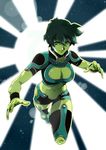  1girl ame-comi blind cleavage_cutout dc_comics flying green_lantern_(series) green_skin jade_(dc) santi_casas solo 
