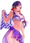  :o bad_id bad_pixiv_id bikini breasts cowboy_shot flower frilled_bikini frills green_eyes hair_flower hair_ornament hibiscus large_breasts lips long_hair looking_at_viewer love_live! love_live!_school_idol_project navel okki2012 purple_flower purple_hair purple_rose rose sarong see-through simple_background solo swimsuit toujou_nozomi twintails white_background 