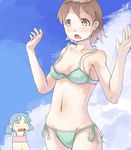  2girls aioi_yuuko breast_envy breasts female heiya multiple_girls naganohara_mio nichijou swimsuit wardrobe_malfunction 