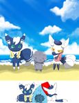  beach espurr foam fur meowstic nintendo no_humans ocean pokemon pokemon_(game) pokemon_xy wet winick-lim 