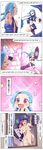  &gt;_&lt; 4koma absurdres barefoot caitlyn_(league_of_legends) chinese closed_eyes clothes_theft comic english feet gyate_gyate highres horns implied_yuri jinx_(league_of_legends) league_of_legends long_hair midriff multiple_girls navel nude officer_caitlyn officer_vi soles sweat tattoo theft toes translated uniform vi_(league_of_legends) waero 