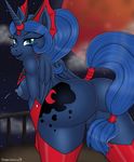  anthro anthrofied areola back_turned bedroom_eyes blue_eyes blue_fur blue_hair breasts clitoris cutie_mark equine feathers female friendship_is_magic fur hair hooves horn horse idw legwear long_hair looking_at_viewer looking_back mammal moon my_little_pony nipples open_mouth outside pony presenting princess_luna_(idw) princess_luna_(mlp) pussy raised_tail shooting_star slit_eyes slit_pupils smile solo stars stockings stubbornstallion winged_unicorn wings 
