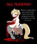  blonde_hair blood blue_eyes cutie_mark death dickgirl english_text equine female friendship_is_magic gore grotesque_death hair horn intersex mammal meat_grinder my_little_pony original_character revadiehard text unicorn whitekitten 