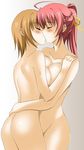  2girls ass blush breast_press breasts brown_hair eyes_closed hair_ornament kiss lyrical_nanoha mahou_senki_lyrical_nanoha_force mahou_shoujo_lyrical_nanoha mahou_shoujo_lyrical_nanoha_strikers multiple_girls nude oda_ken&#039;ichi oda_ken'ichi pink_hair signum source_request symmetrical_docking yagami_hayate yagamike_no_kyuujitsu yuri 