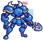  cubesona full_armor helmet horned_helmet no_humans shovel shovel_knight shovel_knight_(character) solo weapon 