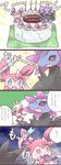  blush cake comic eating food hydreigon no_humans pokemon ribbon sylveon translation_request 