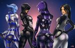  asari blue_skin breasts butt clothing female gloves hexagon human kasumi_goto liara liara_t'soni mammal mask mass_effect miranda_lawson musetap not_furry quarian side_boob tali&#039;zorah_nar_rayya tali'zorah_nar_rayya 