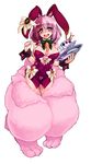  animal_costume animal_ears bare_shoulders blush bunny_costume bunny_ears bunny_girl carrot cuff_links cup fluffy full_body heart heart-shaped_pupils kenkou_cross looking_at_viewer march_hare_(monster_girl_encyclopedia) monster_girl monster_girl_encyclopedia multicolored_hair official_art open_mouth pink_hair pussy_juice simple_background solo symbol-shaped_pupils tea teacup thighs two-tone_hair wet white_background 