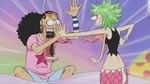  animated animated_gif camie fishman_island green_hair lowres mermaid monster_girl one_piece tongue usopp 