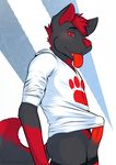  anthro azofer balls black_fur bottomless canine clothing dieselblue erection fur hair male mammal penis plain_background red_fur red_hair red_penis solo tongue tongue_out wolf 