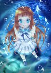  bad_id bad_perspective bad_pixiv_id blue_eyes brown_hair dress fish highres long_hair momosaka_tamakichi mukaido_manaka nagi_no_asukara sailor_dress school_uniform serafuku solo standing underwater 