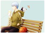  animal arya_(artist) basketball blue_eyes blue_hair butterfly dog kuroko_no_basket kuroko_tetsuya short_hair sport 