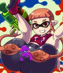  bike_shorts censored domino_mask flat_chest grin inkling kanriken legs_over_head long_hair mask midriff no_panties novelty_censor pointy_ears prehensile_hair red_eyes red_hair shoes short_hair_with_long_locks sidelocks skin_tight smile sneakers solo splatoon_(series) splatoon_1 splattershot_(splatoon) spread_pussy_under_clothes squid super_soaker tentacle_hair 