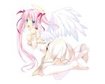  angel breast_hold original pink_hair thighhighs twintails wings yanagi_yuu 