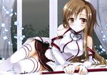  blush brown_hair long_hair sousouman sword_art_online thighhighs yuuki_asuna 