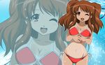  asahina_mikuru bikini brown_hair jpeg_artifacts long_hair suzumiya_haruhi_no_yuutsu swimsuit vector watermark wink 