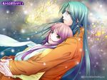  green_eyes green_hair harukanaru_toki_no_naka_de_3 japanese_clothes jpeg_artifacts kimono nozomi_kasuga pink_hair 