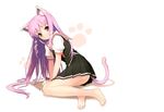  5_nenme_no_houkago animal_ears barefoot catgirl kantoku nopan pink_hair scan seifuku tail white 