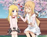  ana_coppola blonde_hair blue_eyes blush cake crossover dress food ichigo_mashimaro k-on! kotobuki_tsumugi long_hair skirt 