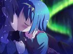  aoi_isuzu blue_hair hoshizora_no_memoria kiss kogasaka_you short_hair 