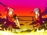  aoi_isuzu blue_hair game_cg hoshizora_no_memoria kogasaka_chinami pink_hair seifuku shida_kazuhiro short_hair sunset 